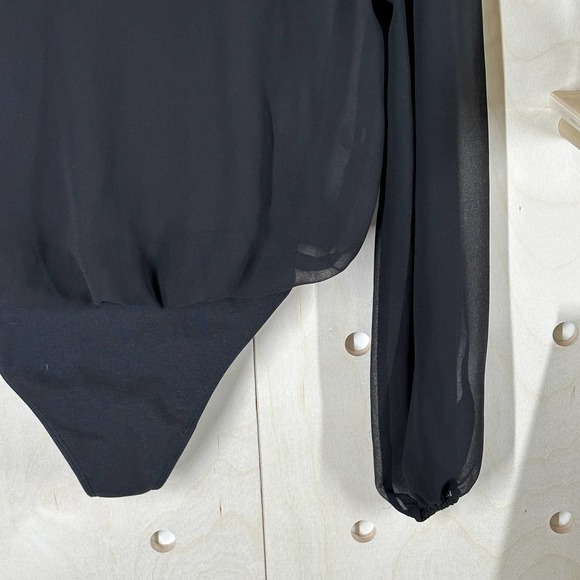 ARITZIA Wilfred Talmont Bodysuit SZ XXS Black Thong-Cut Stretch Cotton Chiffon - Picture 3 of 11